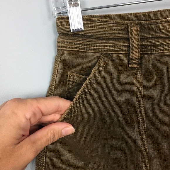 WE the Free Antique Brass Distressed Mini Skirt Size 25 High Waisted Pockets - Picture 2 of 12